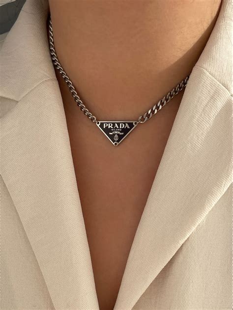 prada lock necklace|real Prada necklace.